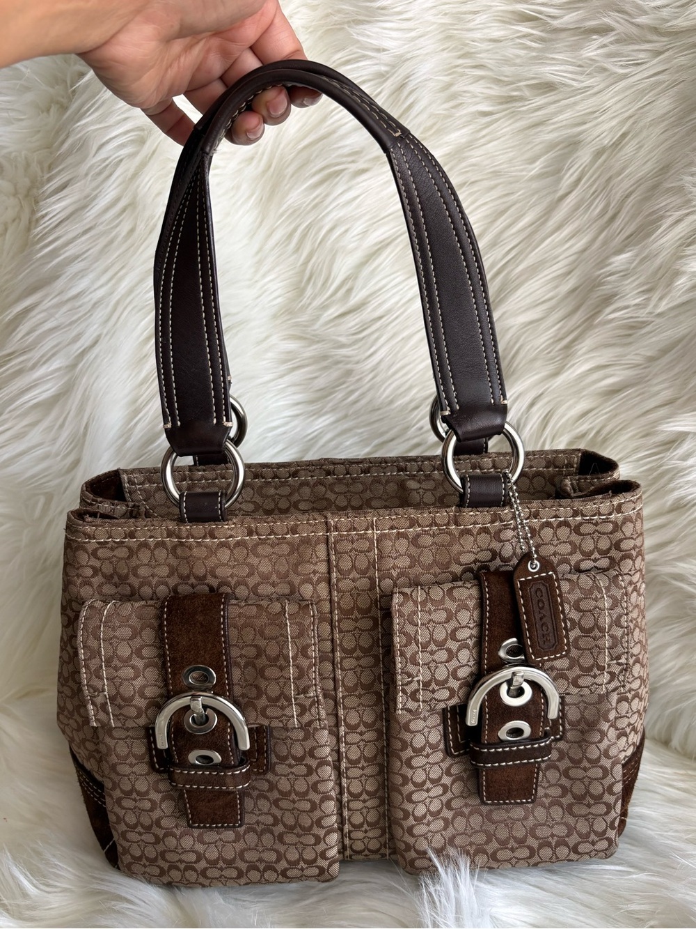 Coach Signature C Monogram Satchel Handbag Y2K
